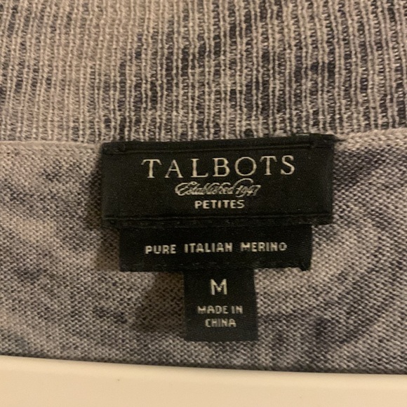 Talbots gray paisley merino wool sweater MP - Picture 3 of 4